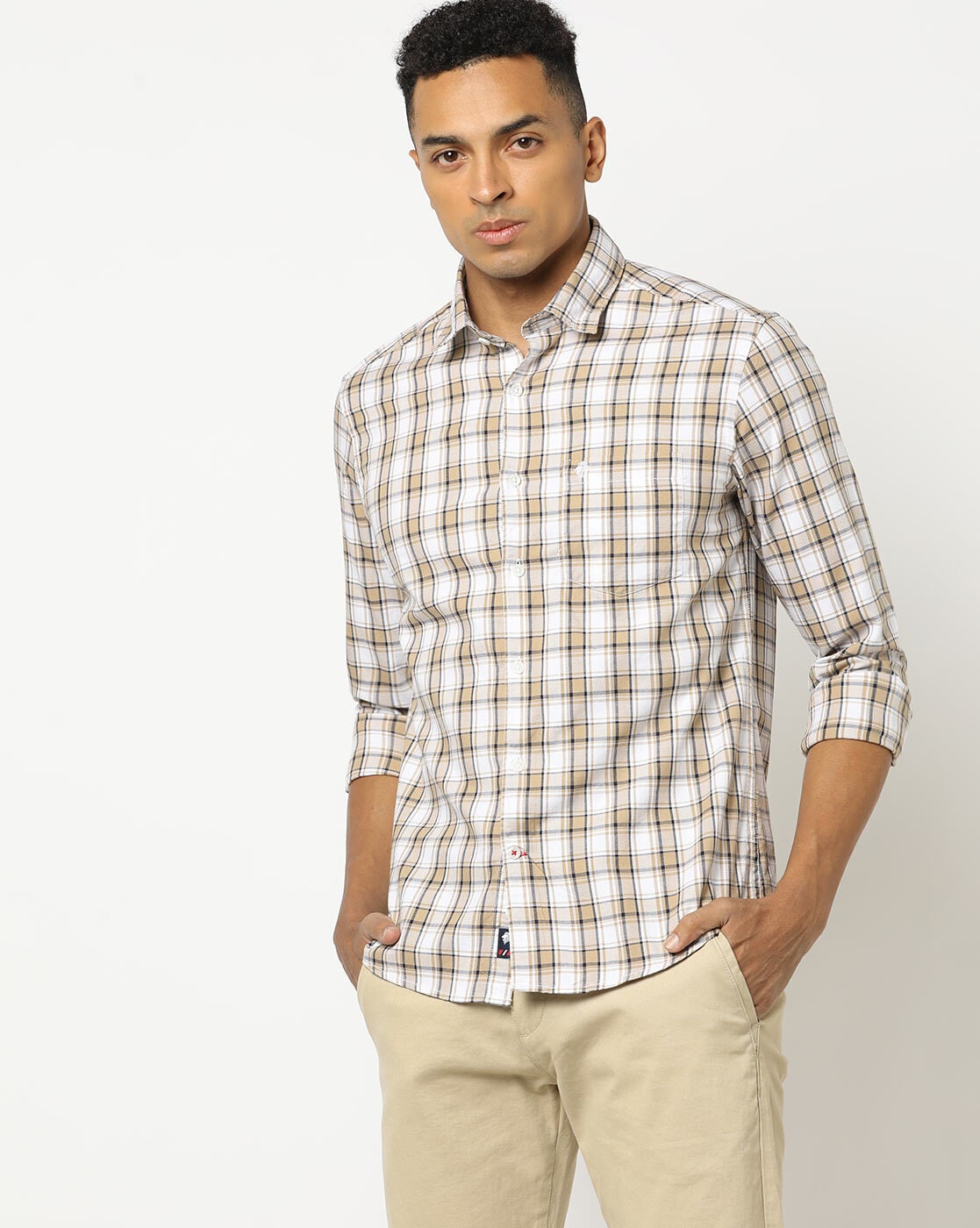 span Triviaal Beschietingen Buy Khaki Beige Shirts for Men by NETPLAY Online | Ajio.com