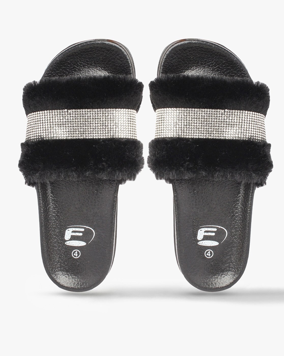 Ugg black fur online slides