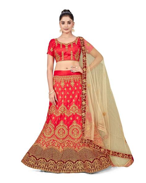 Cherry Red lehenga In Raw Silk With Sequins And Aari Handwork And A Ma –  Akashi designer studio