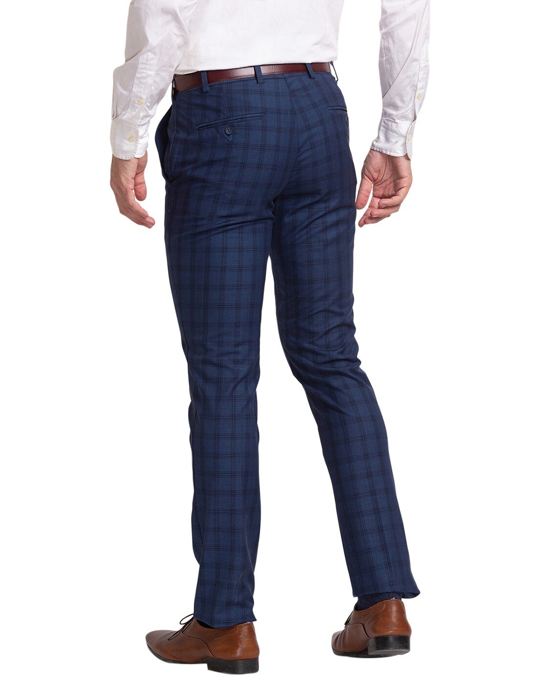 Suit trousers Skinny Fit - Dark blue/Checked - Men | H&M IN