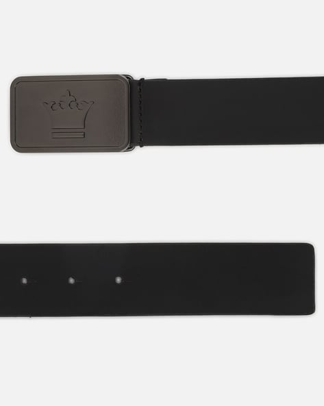 Leather Belt with Plaque Buckle