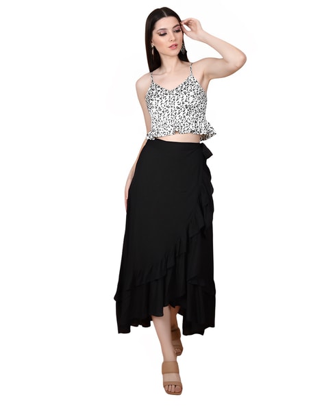 Black wrap shop around skirt online