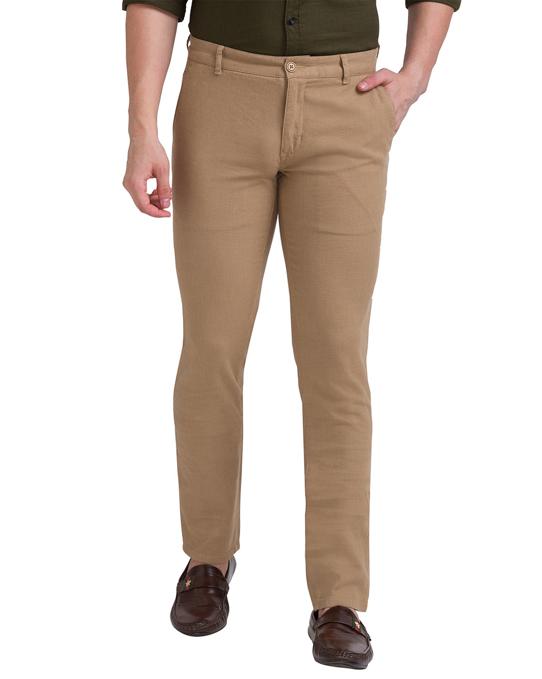 Buy Khaki Brown Trousers & Pants for Men by PARX Online | Ajio.com