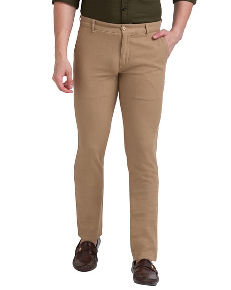 Buy AZOV W.Stallion Men's Slim Fit Light Camel Color Trouser at Amazon.in
