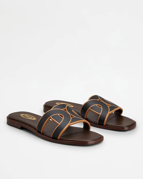 【送料&関税込】Tod's Leather Flat Sandals Buy Tod's Square-Toe Leather Flat Sandals | Yellow Color