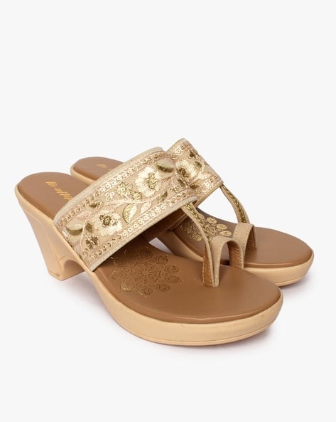 HI-ATTITUDE Embellished Toe-Ring Wedges Sandals