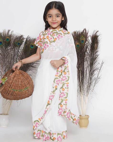 Buy White Ethnic Wear Sets for Girls by LITTLE BANSI Online | Ajio.com