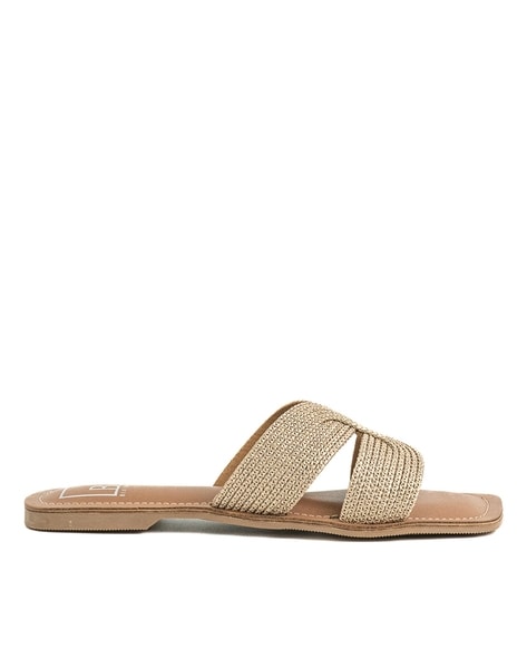 Rose Gold Trichelle Interwoven Metallic Leather Slide Sandals - CHARLES &  KEITH US