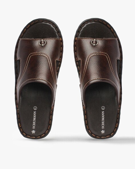 Jerusalem Sandals Men's Leather Strap Slide Sandals - Elan - QVC.com