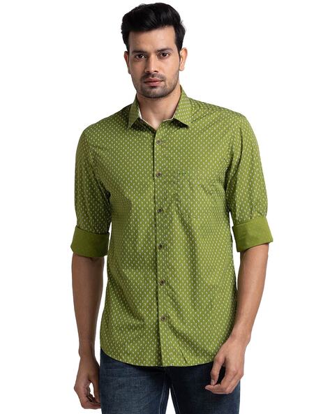 Casual Olive Solid Shirt - Zing