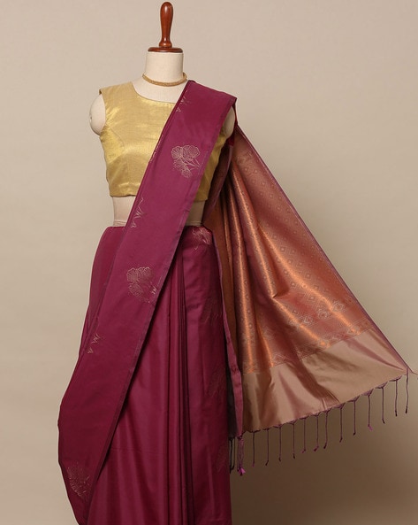 Buy Magenta Sarees for Women by Indie Picks Online