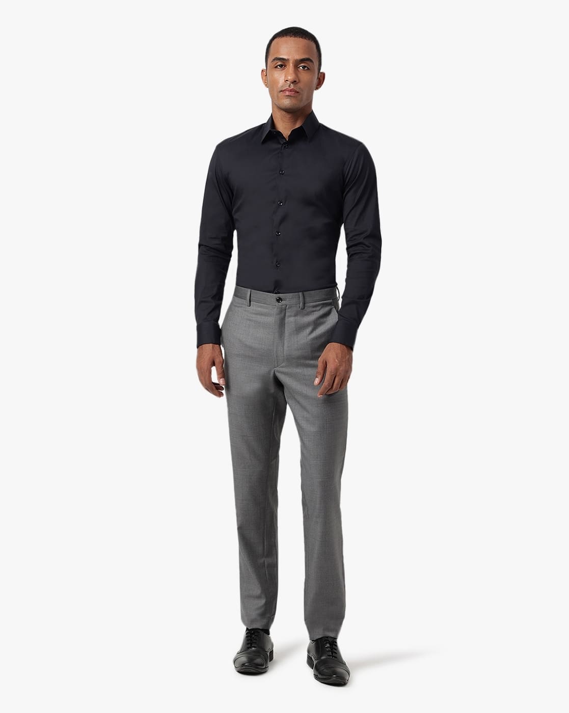 emporio armani baggy slacks グレー Buy GIORGIO ARMANI Flat-Front Relaxed Fit Trousers | Grey