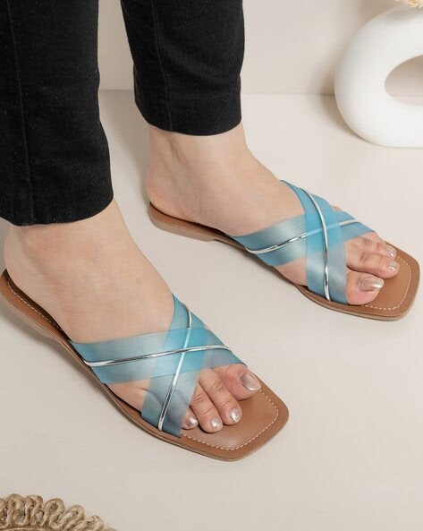 Blue discount leather sandals