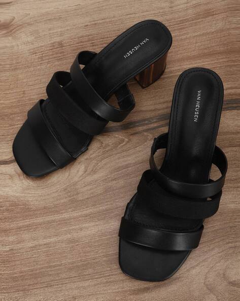 Buy Black Heeled Sandals for Women by VAN HEUSEN Online Ajio