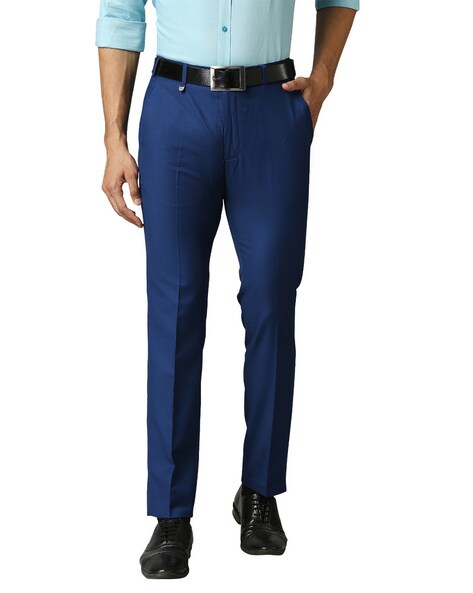 Buy Park Avenue Super Slim Fit Solid Khaki Trouser online