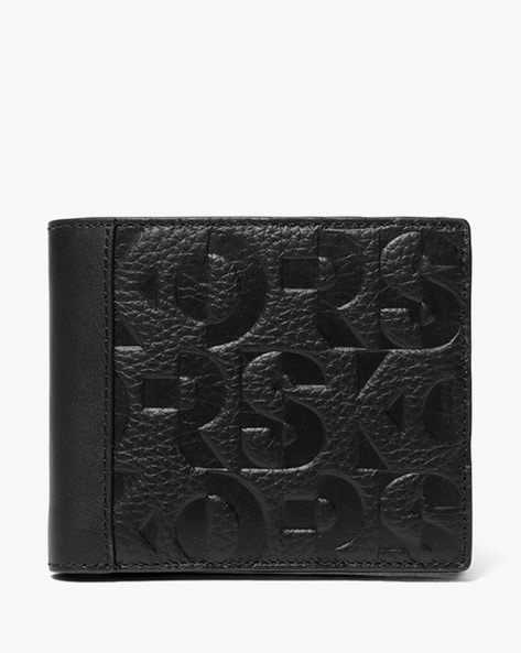 Hudson Logo Embossed Pebbled Leather Billfold Wallet