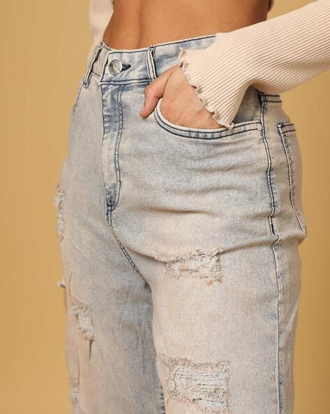 Distressed Wide Leg Jeans