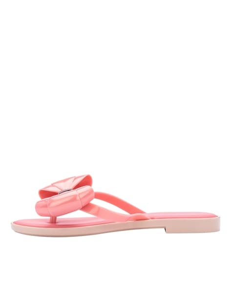 Thong Strap Flip Flops with Bow Accent