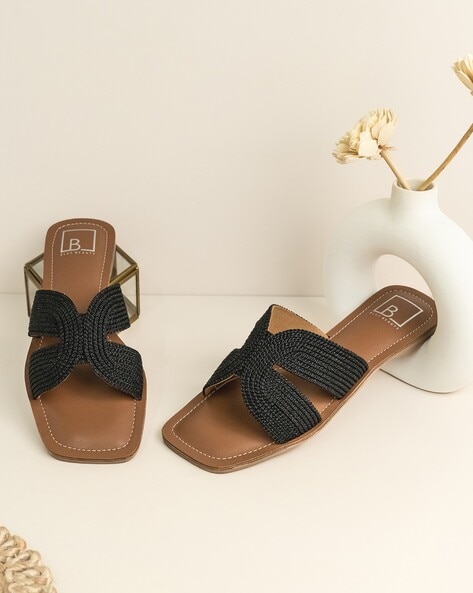 Buy Post Card Jasmine - Brown White Flats Sandals Online