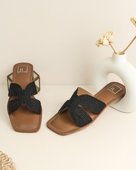 Buy Black Flat Sandals for Women by Blue Beauty Online Ajio