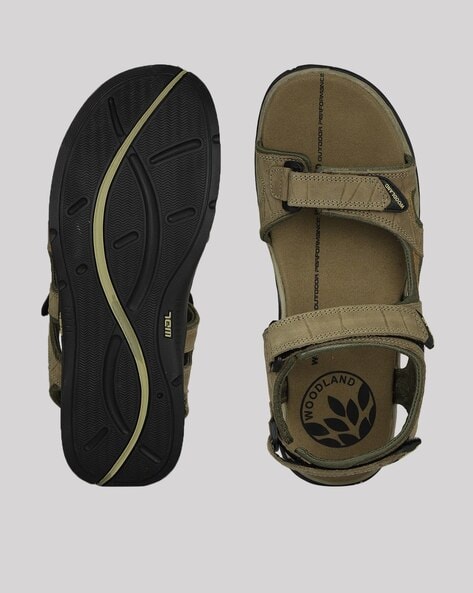 Buy Woodland Men Khaki Leather Sandals - Sandals for Men 1239291 | Myntra