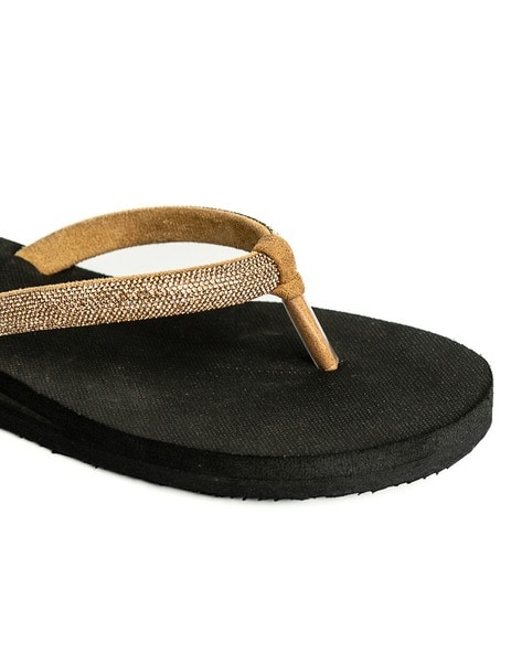 Buy Antique Gold Flip Flop & Slippers for Women by Blue Beauty