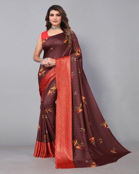 Buy Krivoto Self Design Bollywood Art Silk Brown Sarees Online @ Best Price  In India | Flipkart.com