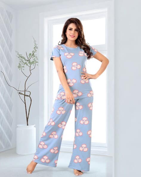 Printed T-Shirt Pyjama Nightwear Set