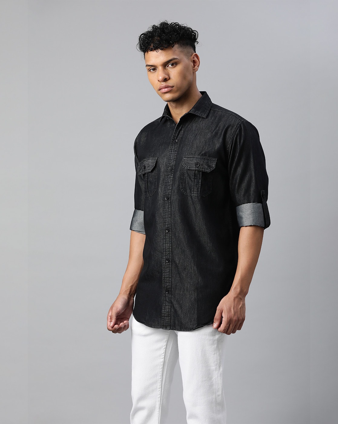 Buy High Star Black Slim Fit Striped Denim Shirt for Men's Online @ Tata  CLiQ