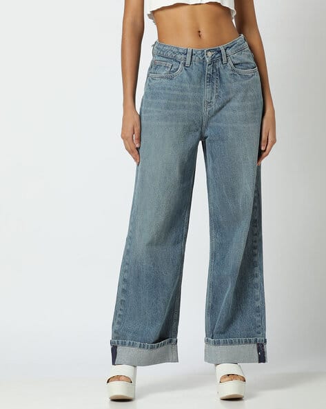 Heavily Washed Relaxed Fit Jeans