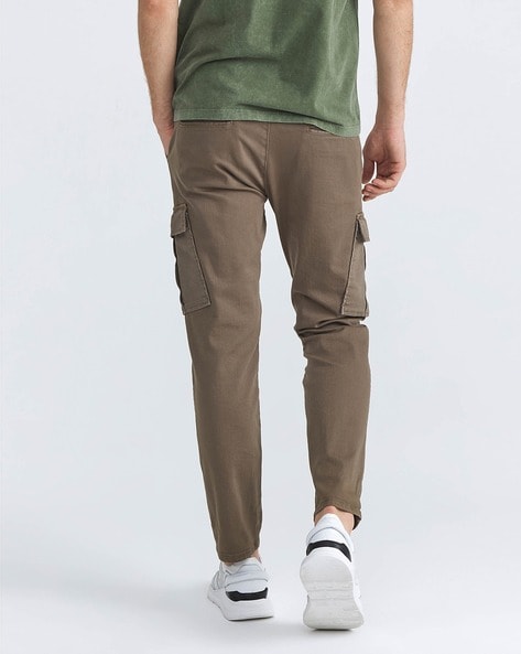 Buy Dark Olive Trousers & Pants for Men by BREAKBOUNCE Online | Ajio.com