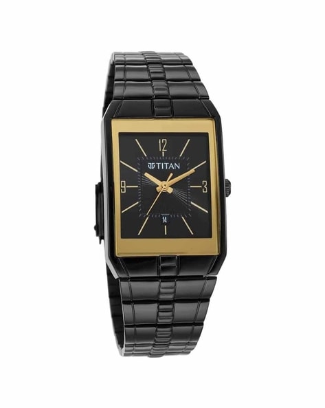 Titan black and hot sale gold watches