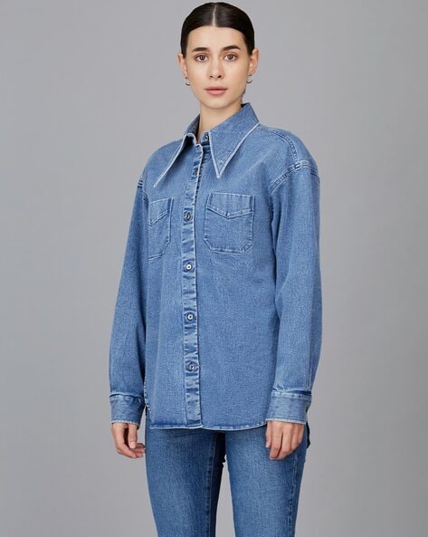 Quater Blue Ladies Designer Denim Shirts With Inners, Casual at Rs  325/piece in New Delhi