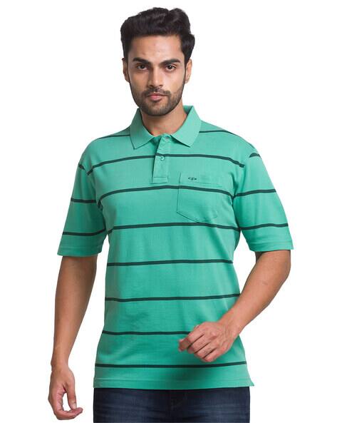 Regular Fit Striped Turtle Neck T-Shirt