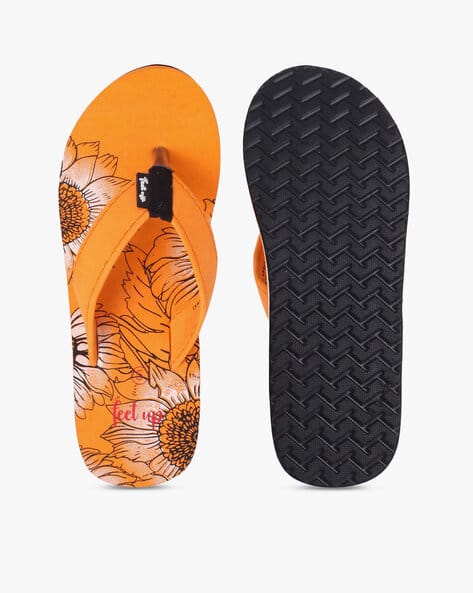 Floral Print Thong-Strap Flip-Flops