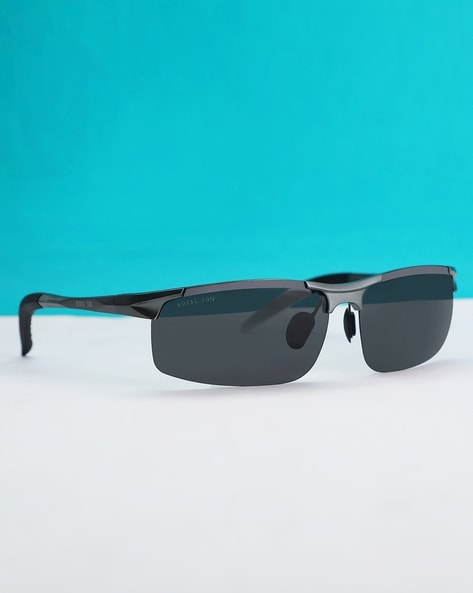 OWL Semi Rimless Sunglasses UV400 Yellow Tinted Lens (Black/Silver) –  Sunnytop Shop