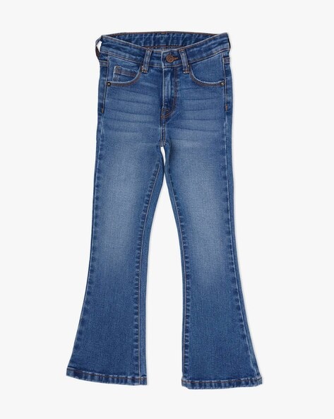 Mid-Wash High-Rise Flared Jeans