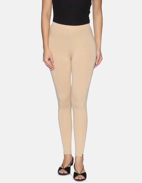 twin birds beige basic high rise leggings with elasticated waist