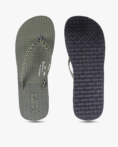 Khaki green flip discount flops