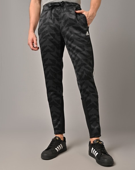 Mens Light Grey Light Weight Stretchy Slim Fit Stylish Printed Track Pants