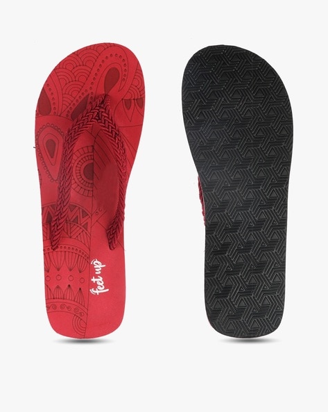 Red paisley slippers hot sale