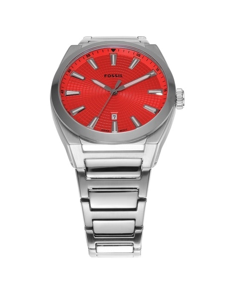 Men's fossil watch with red clearance face