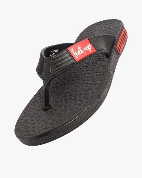 Men Brand Logo Thong Strap Flip Flops