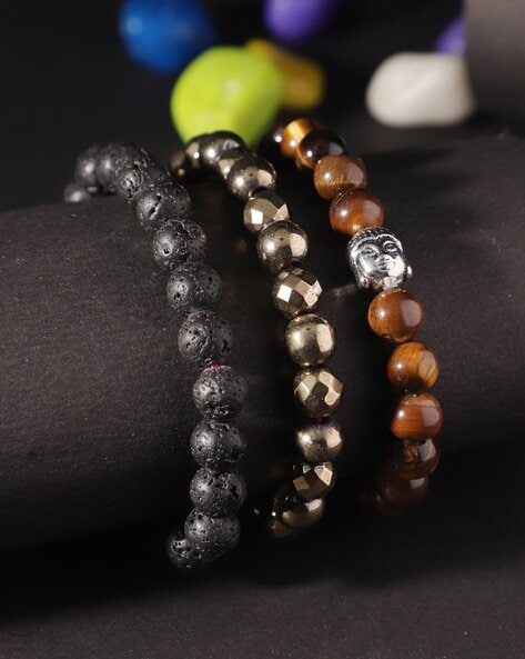 5 Pcs/set Natural Semi-precious Stone Metal Bracelets Charm Jewelry Set  BCJH41 | Touchy Style
