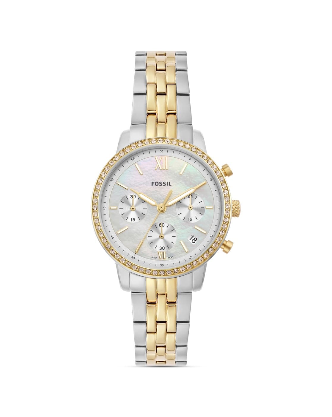 Tone Stainless Steel Fossil Cameron Women Chronograph Two Tone