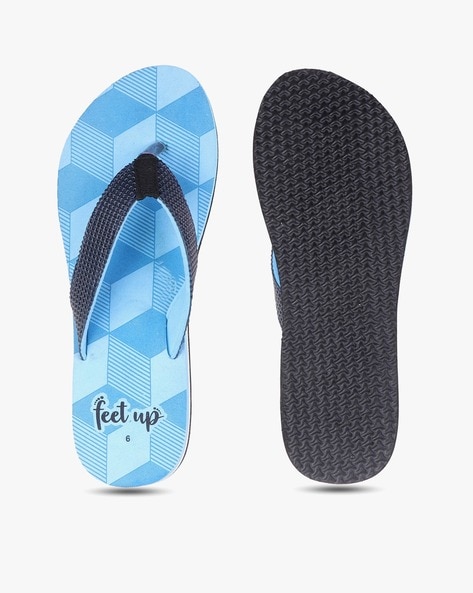 Buy online Blue Printed Flip Flop from Slippers, Flip Flops