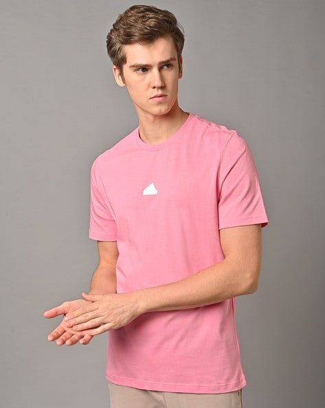 White adidas shirt hot sale with pink logo