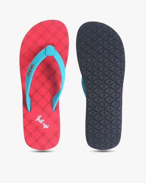 Red flip flops online womens