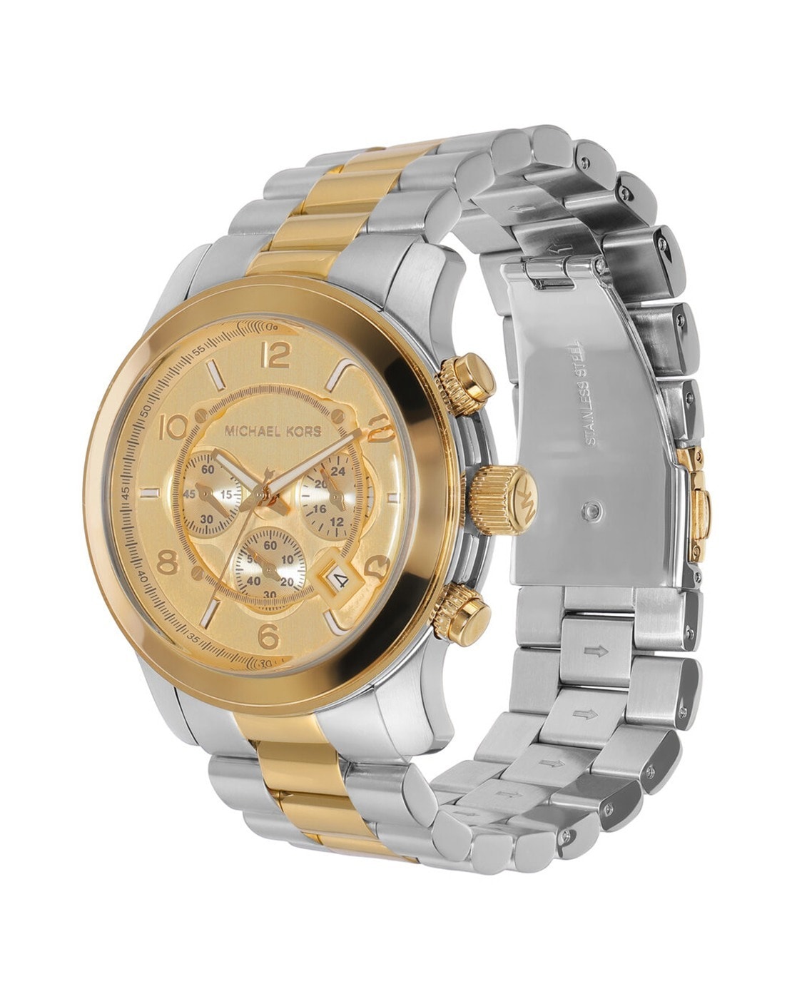 Buy Michael Kors MK9075 Watch Steel | Chronograph Dual-Toned Strap with | Color Stainless LUXE Women AJIO