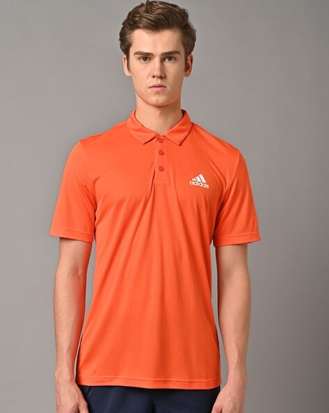 Orange adidas sales golf shirt